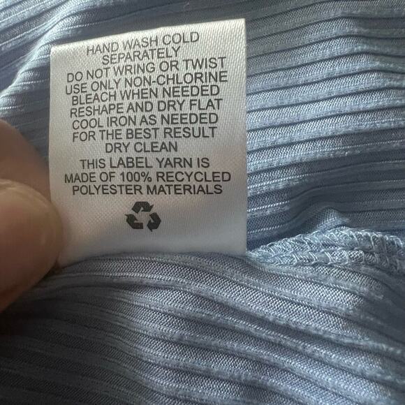 Pink Rose Woman's Light Blue Ribbed Cinched Front Short Sleeve Mini Dress-Size M - Picture 6 of 9